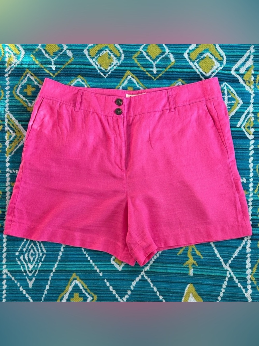 Boden Westbourne Linen Shorts 6”, size US 20-22, Pop Pansy colorway